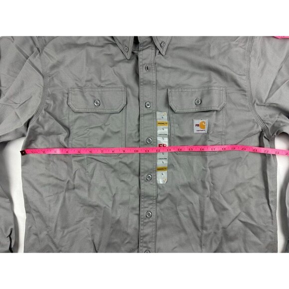 NWT Carhartt FRS160 Gray Flame Resistant Twill Work Shirt Mens L - Picture 7 of 7